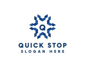 Geometric Snowflake Technology logo design