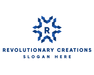 Geometric Snowflake Technology logo design