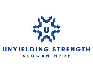 Geometric Snowflake Technology logo design