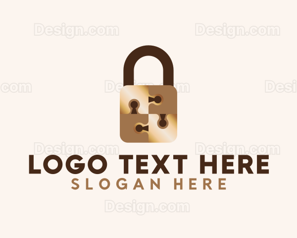 Gold Jigsaw Padlock Logo