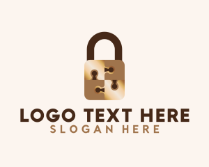 Gold Jigsaw Padlock logo design