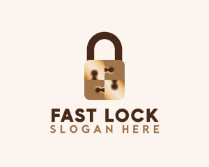 Gold Jigsaw Padlock logo design