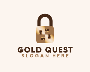 Gold Jigsaw Padlock logo design