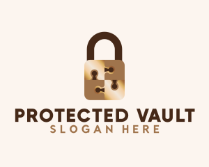 Gold Jigsaw Padlock logo design