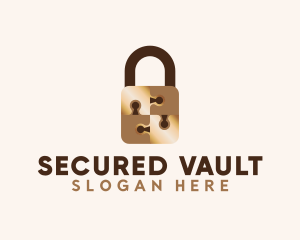 Gold Jigsaw Padlock logo design