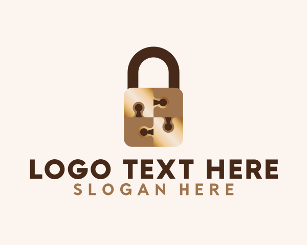 Gold Jigsaw Padlock logo