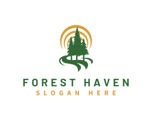 Nature Forest Hiking logo design