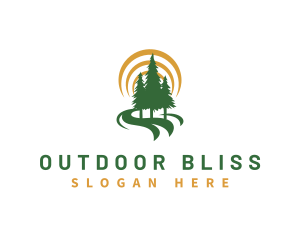 Nature Forest Hiking logo design