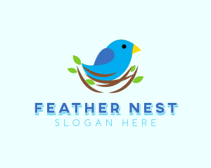 Sparrow Bird Tree Nest logo design