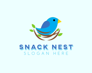 Sparrow Bird Tree Nest logo design