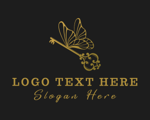 Golden Butterfly Key logo design