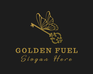 Golden Butterfly Key logo design