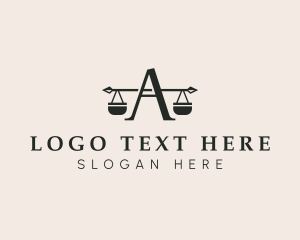 Justice Scales Letter A logo design