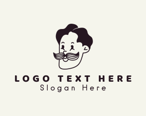 Gentleman Moustache Character logo design