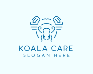 Blue Line Art Koala  logo design