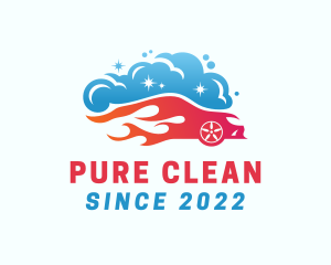Flaming Car Wash Cleaning  logo design