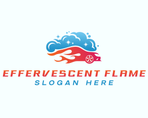 Flaming Car Wash Cleaning  logo design