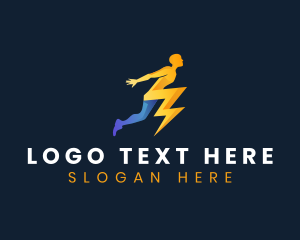 Human Lightning Bolt logo design