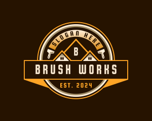 Paint Brush Roof Renovation logo design