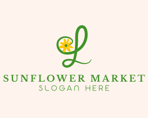 Sunflower Floral Letter L logo