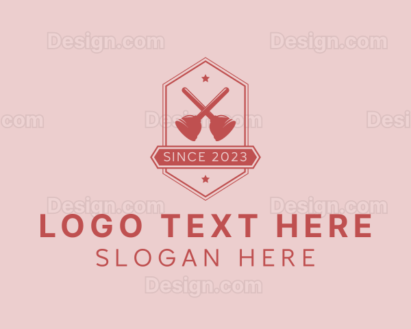 Hexagon Hipster Plunger Logo