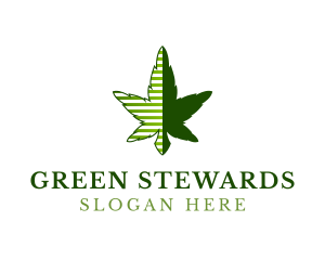 Green Cannabis Stripes logo design