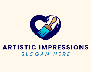 Heart Brush Painting logo design