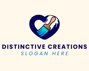 Heart Brush Painting logo design