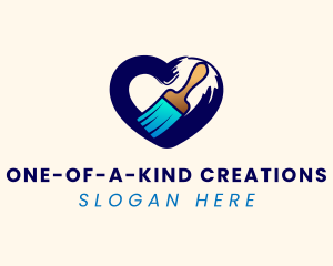 Heart Brush Painting logo design