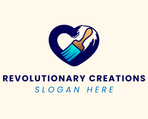 Heart Brush Painting logo design