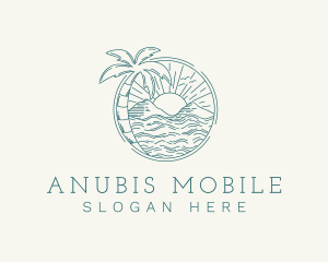 Sunset Tropical Beach  logo design