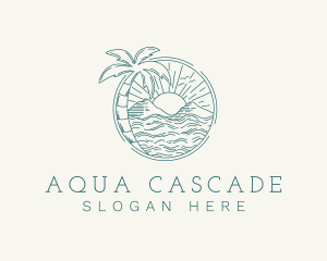 Sunset Tropical Beach  logo design