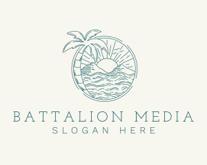 Sunset Tropical Beach  logo design