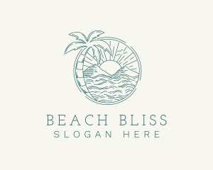 Sunset Tropical Beach  logo design