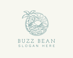 Sunset Tropical Beach  logo design