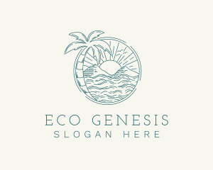 Sunset Tropical Beach  logo design