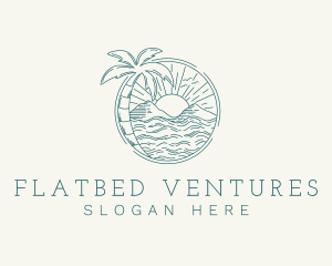 Sunset Tropical Beach  logo design