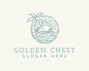 Sunset Tropical Beach  logo design