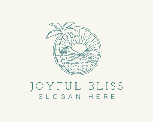 Sunset Tropical Beach  logo design