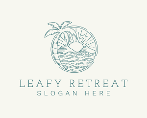 Sunset Tropical Beach  logo design