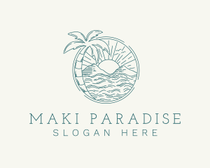 Sunset Tropical Beach  logo design