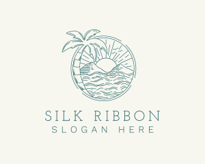 Sunset Tropical Beach  logo design