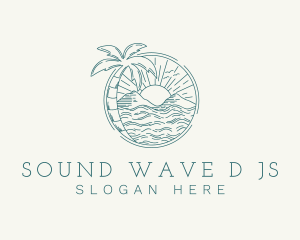 Sunset Tropical Beach  logo design