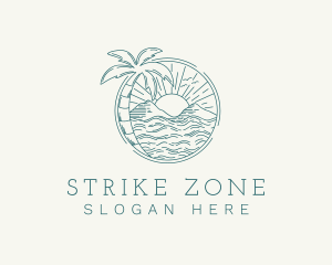 Sunset Tropical Beach  logo design