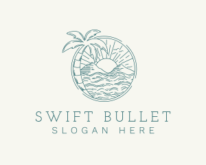 Sunset Tropical Beach  logo design