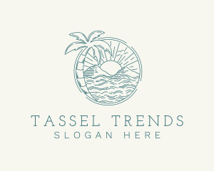 Sunset Tropical Beach  logo design