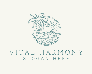 Sunset Tropical Beach  logo design