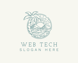 Sunset Tropical Beach  logo design