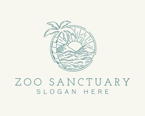 Sunset Tropical Beach  logo design