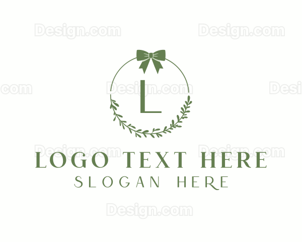 Ribbon Leaf Wreath Logo